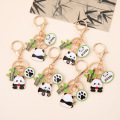 Panda Enamel Compass Keychain Customizable Cartoon Metal Keyring Stainless Steel Brass Iron Alloy Zinc Laser Logo Souvenir
