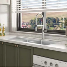 Kitchen double sink with drain table