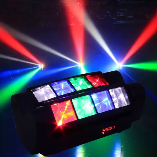8-Channel RGBW LED Spider Spotlight Moving Head DJ Disco Party Lighting System with Sound Activation