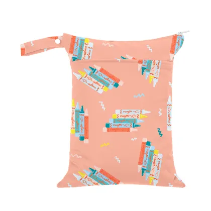 Washable Double Pocket Waterproof Wet Bag for Diaper Storage