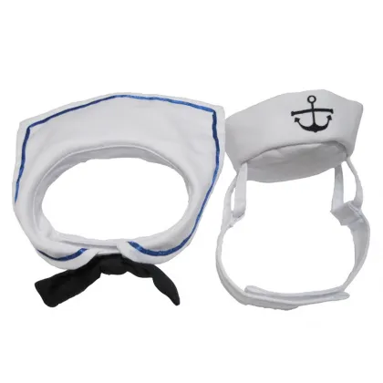 Customed Pet Sailor Outfit Navy Hat Cats Dogs