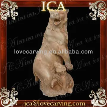 big red marble statue stone bears