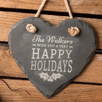 Unique Handmade Personalised Heart Shape Black Natural Slate Christmas Crafts