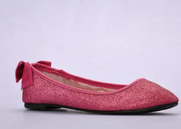 Red Glitter Pu Upper Comfortable Ladies / Womens Ballerina Flats