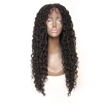 Goddess Faux Locs Braided Wig Long Curly Crochet Braid Locs Wig For Afro Women 26 Inch Synthetic Lace Wigs With Baby Hair