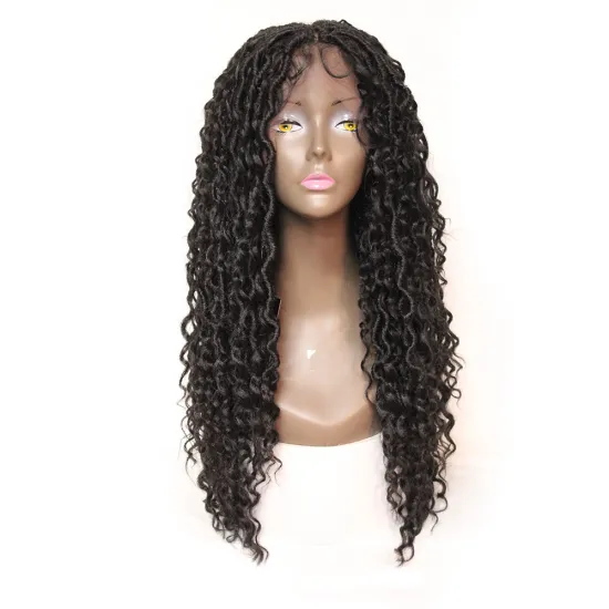 Goddess Faux Locs Braided Wig Long Curly Crochet Braid Locs Wig For Afro Women 26 Inch Synthetic Lace Wigs With Baby Hair