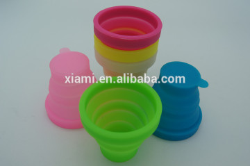 high level nature material portetive fluorescence color retractable silicone cup