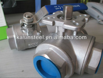 pneumatic CF8M NPT 3 way ball valve