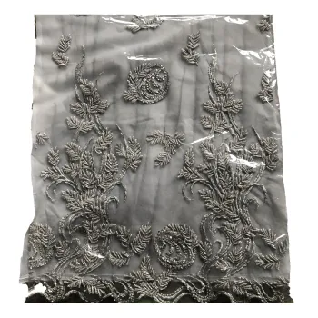 Customizable Luxury 3D Sequin Beaded Embroidery Lace Fabric for Girls and Women's Dresses, Perfect for Parties