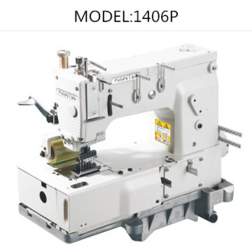 6 Needle Flatbed Double Chainstitch Machine with Vertical Looper Movement Mechanism 1406P