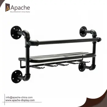 Industrial Metal Wall Mounted Wine Display Rack