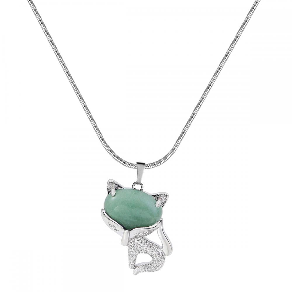 Collier de renard vert aventurine verte pour femmes hommes guérison énergie cristal amulet pendant bijou de bijoux de pierres précieuses
