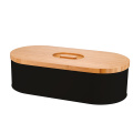 Pequeno lixeira oval com tampa de madeira