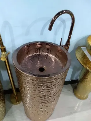 Rose Gold One Piece Free Standing Purple Gold Bathroom Basin