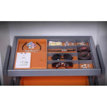 Pull Out Leather Jewelry Box for Bedroom Closet Storage