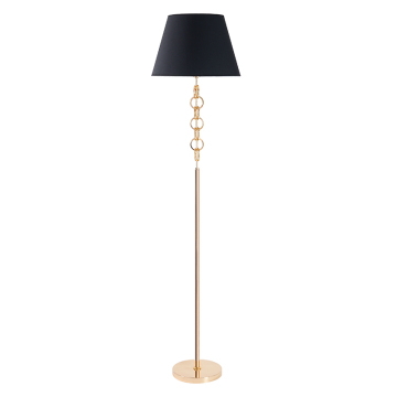 Gold Metal Tall Floor Lamp with Black Cotton Shade for Nordic Modern Living Room Corner