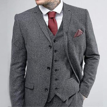 Grey Groom Wear Best Man Wear Tweed Tuxedos Wedding Dress Prom Dresses Business Suit костюм для жениха 3Piece(Jacket+Pant+Vest)