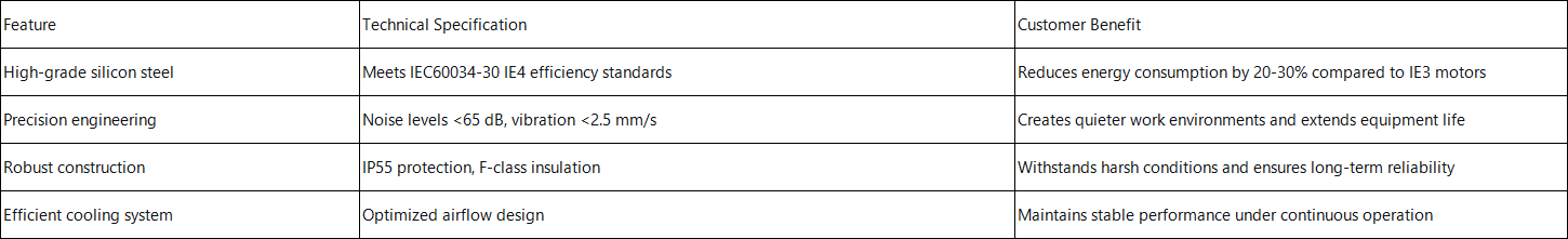 3 phase induction AC motor Technical Specifications & Performance Advantages