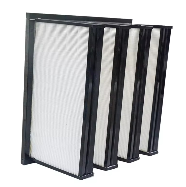 V-bank Plastic Frame Duct Filter Box Air HEPA Filter H14