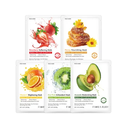 Nature Fruit Plant Aloe Avocado Rose Hydrogel Whitening Moisturizing Facial Mask with Vitamin C