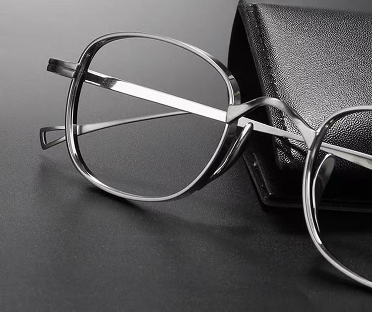 titanium frames silver square designer glasses