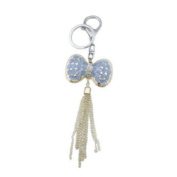 Bowknot-shaped elegant blue opals chic high fancy keychain, OEM/ODM/small orders are accepted