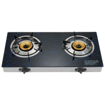 Black Desktop Tempered Glass Top Cooktop 2 Burner Cooker Gas Stove
