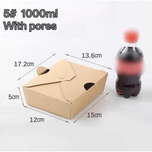 1000ml Vented Folding Kraft Paper Food Container