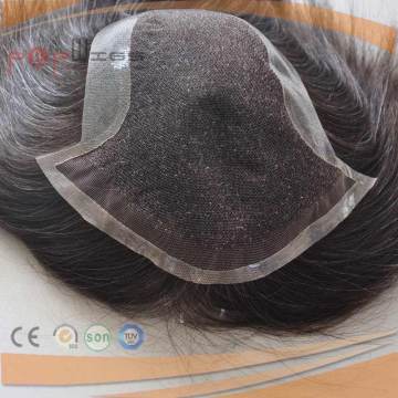 Short Style Grey Color Mixed Black Hair Full Handtied Full Hair Piece