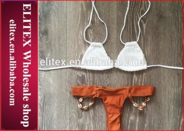 2017 online wholesale crochet top orange bottom sexy print girls swimwear CK344