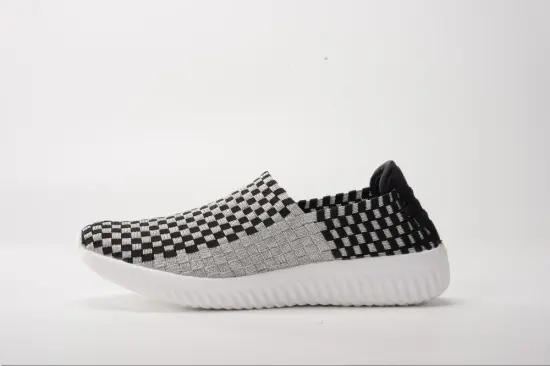 Black Silver Lightweight Women's Woven Loafers