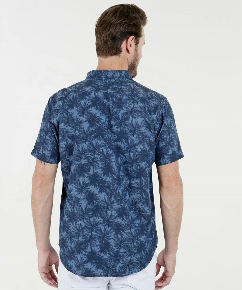 Short sleeve print 100% cotton shirts for men