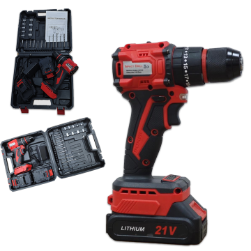 21V Cordless Lithium Drill with Impact Function, Brushless Motor & 24-Piece Drill Bit Set (2 Batteries Included)