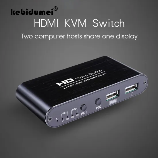 4Kx2K 2Port Ultra HD Switcher USB HDMI-compatible KVM Splitter For Dual Display Screen Keyboard Mouse Switching EDID HDCP