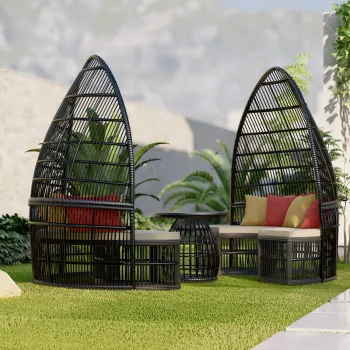 Custom Woven Rope Round Swimming Pool Garden Line Outdoor Furniture and Daybeds Made with Rattan