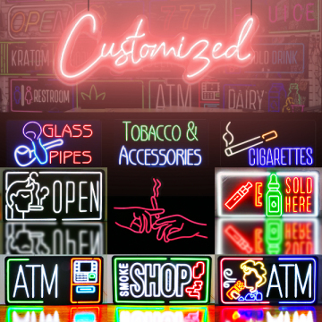 Custom Acrylic Neon Signs for Smoke Shop Business Logos