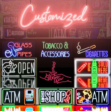 Custom Acrylic Neon Signs for Smoke Shop Business Logos