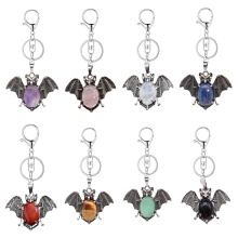 Gemstone 13X18mm Cabs Antique Silver Alloy Antique Silver Alloy Bat Pendant Keychain