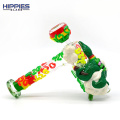 Glass Hammer Pipe With 420 Theme,Glow In Dark Glass Beaker Bong,Glass Water Pipe,Glass Hookah,Hand Painted,