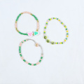 Glass beads handmade flower bracelet 3-piece set