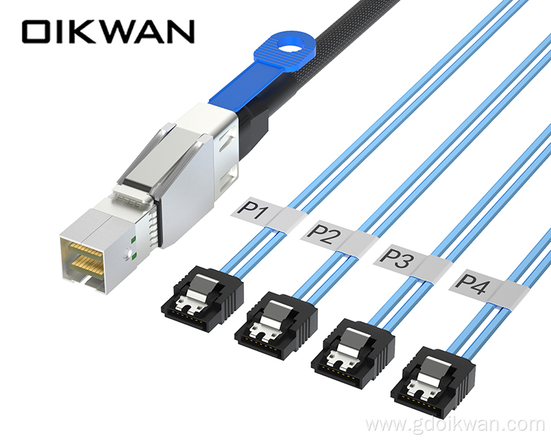 External HD Mini SAS SFF-8644 to 4*SATA Cable Mini SAS HD Cable to SATA