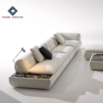 Italian Luxury White Fabric Sofa Set with Side Table - New Design for Sale