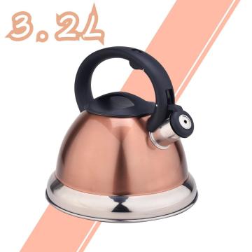 Brown Mirror Stainless Steel Whistling Tea Kettle