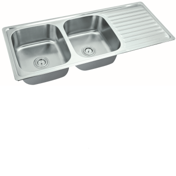 304 Edelstahl Topmount Double Bowl Küchenspüle mit Abflusser