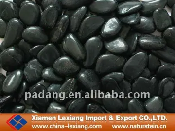 black polished Granite cobble and pebble stone
