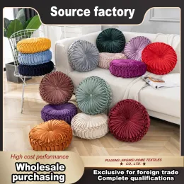 Elegant Hand Ruched Pumpkin Cushion for Living Space