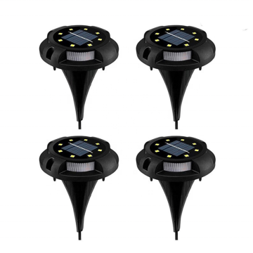 Solar Ground Lights 8 LED Disk Lights Solar Powered Waterproof In-Ground Lights For Garden, Lawn, Pathway, Walkway, Deck, Yard