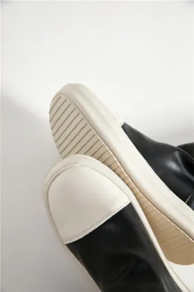 Pu Knee High Boots Long Flat Boots