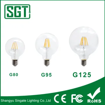 Full clear Glass 2200-6500K g125 led filament bulb 360 degree light