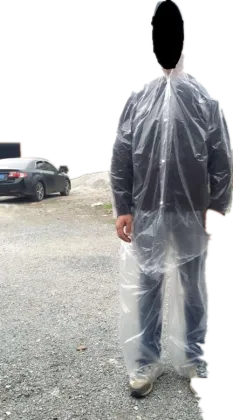 cheap PE raincoat suit with shoes